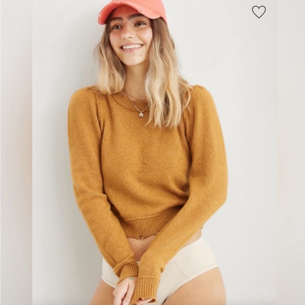 Aerie cozy up shrunken crewneck sweater